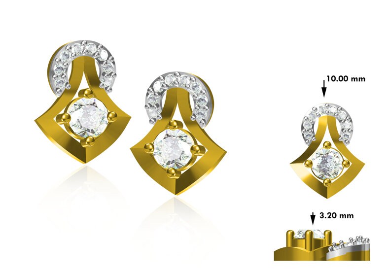 14K Gold Lab Grown Diamond Stud Earrings | Handmade Screwback Jewelry