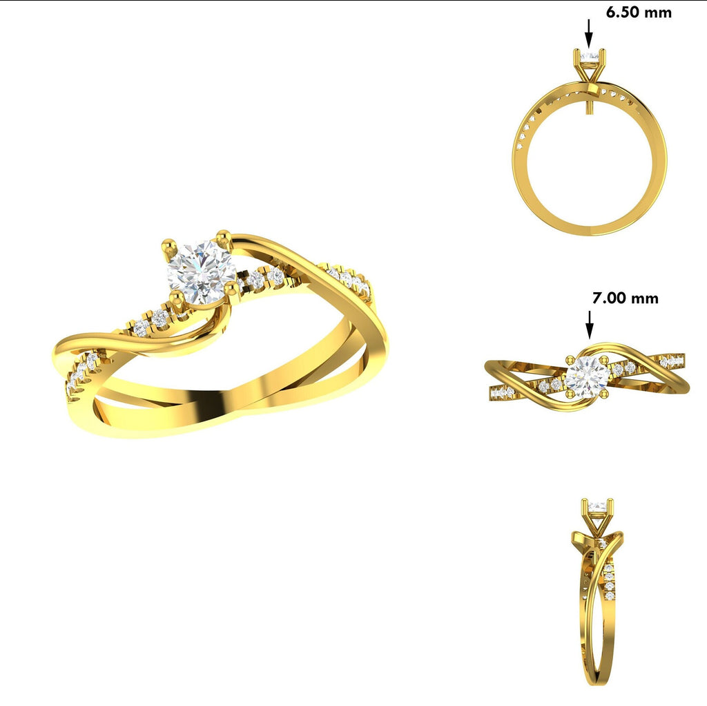 Lab Grown Diamond Engagement Ring | 14k Gold Wedding Band