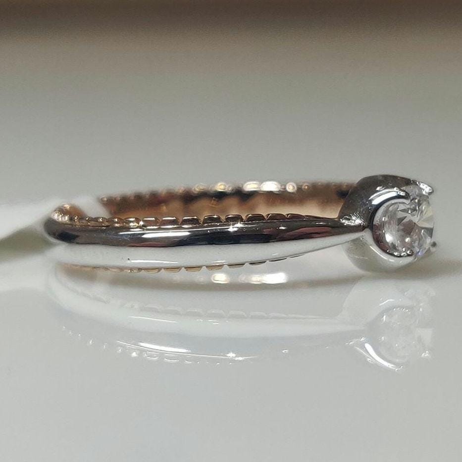 Two-Tone 14K Gold Lab Grown Diamond Engagement Ring | Unique Bridal Ring