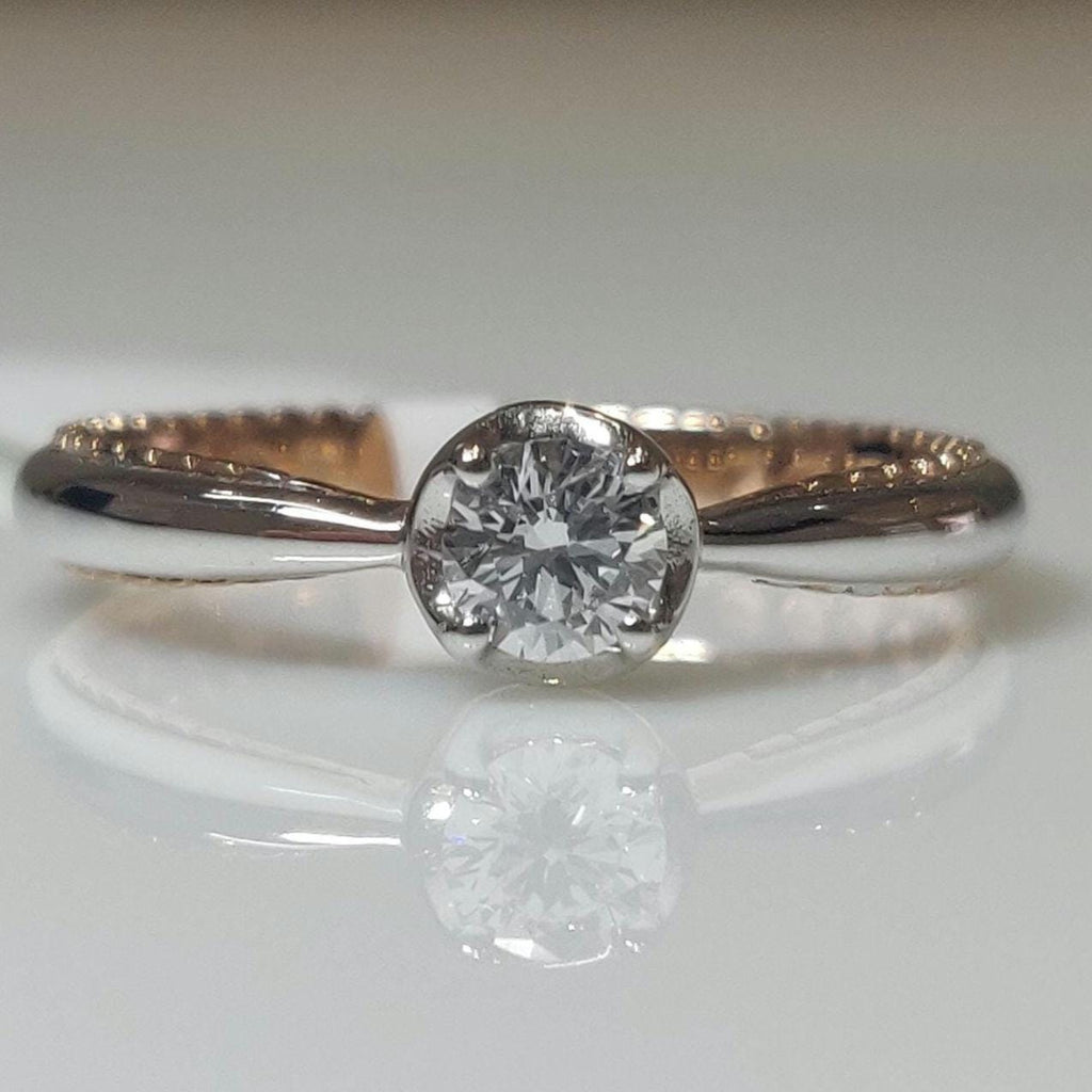 Two-Tone 14K Gold Lab Grown Diamond Engagement Ring | Unique Bridal Ring