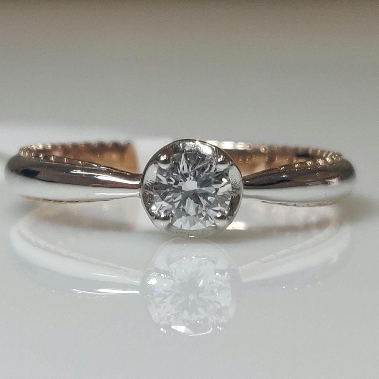Two-Tone 14K Gold Lab Grown Diamond Engagement Ring | Unique Bridal Ring