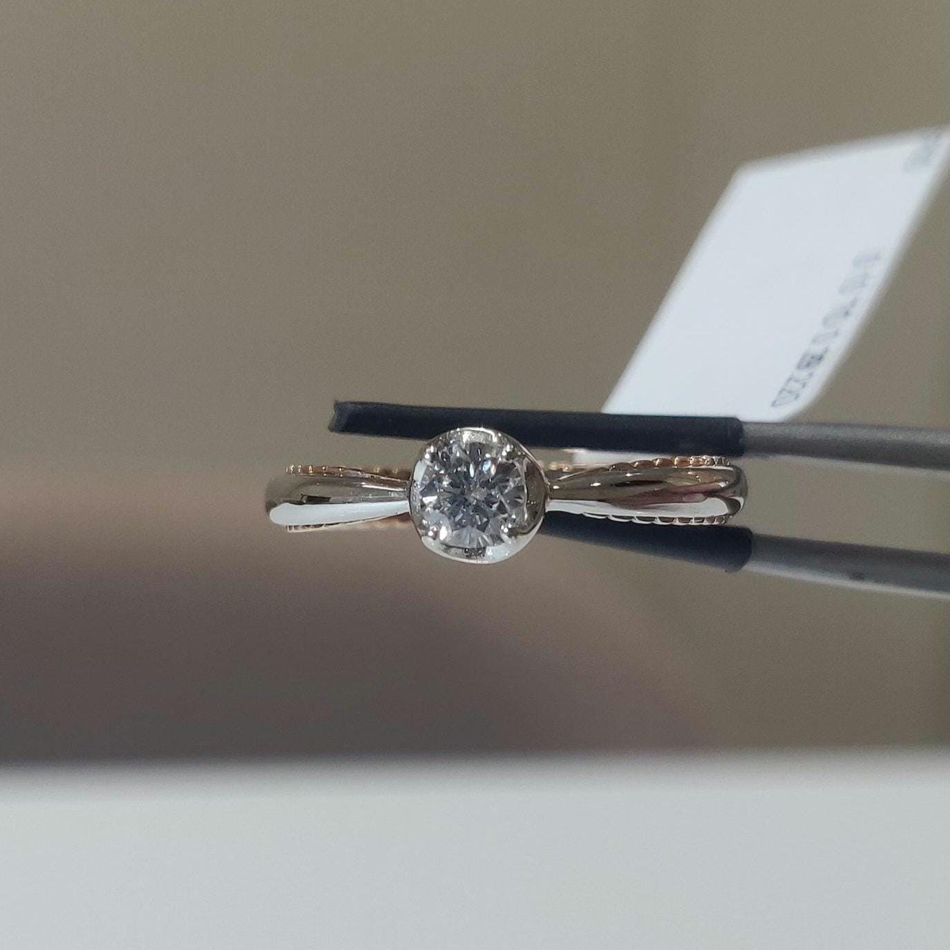 Two-Tone 14K Gold Lab Grown Diamond Engagement Ring | Unique Bridal Ring