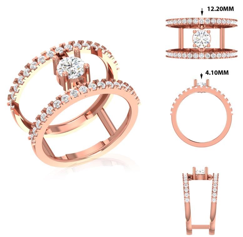 Lab Grown Diamond Engagement Ring | 14K Gold CVD Solitaire Wedding Ring