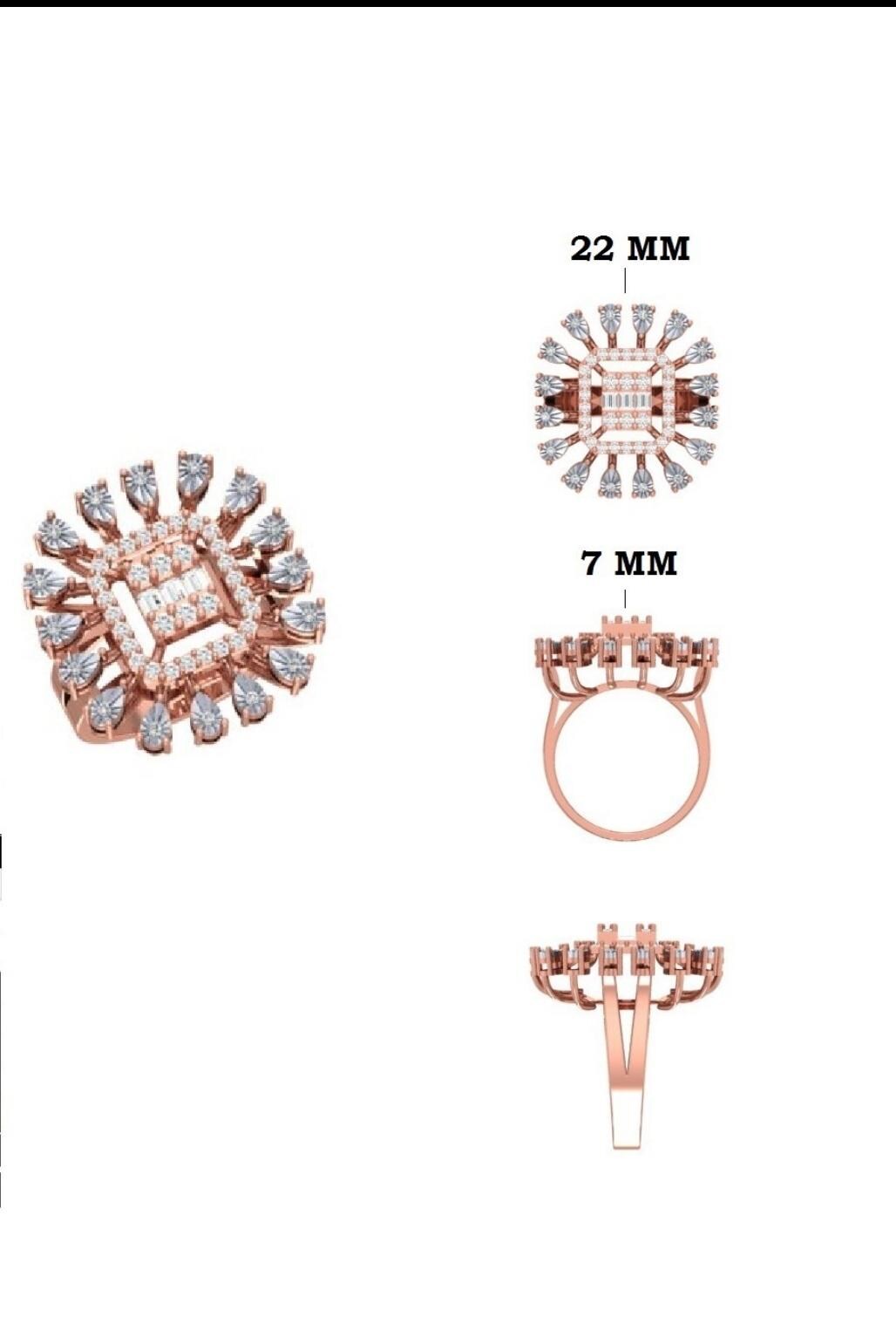 Lab Grown Diamond 14K Gold Statement Ring | Cocktail Wedding Ring