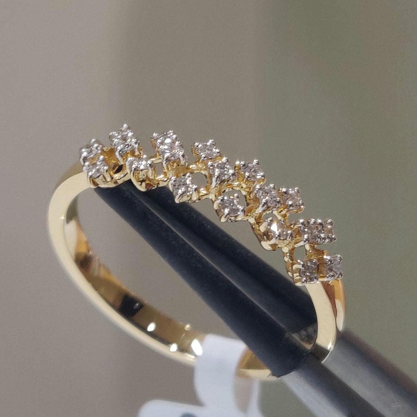Lab Grown Diamond Ring | 14K Gold Geometric Wedding Band