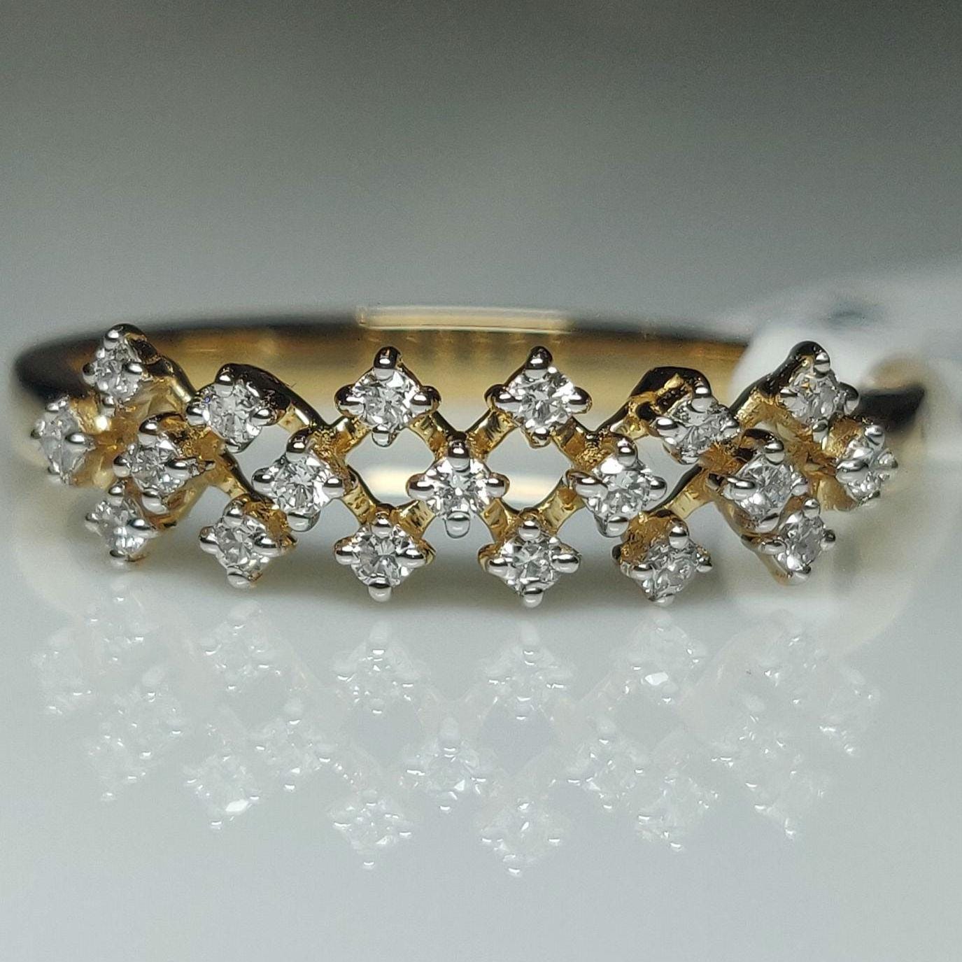 Lab Grown Diamond Ring | 14K Gold Geometric Wedding Band