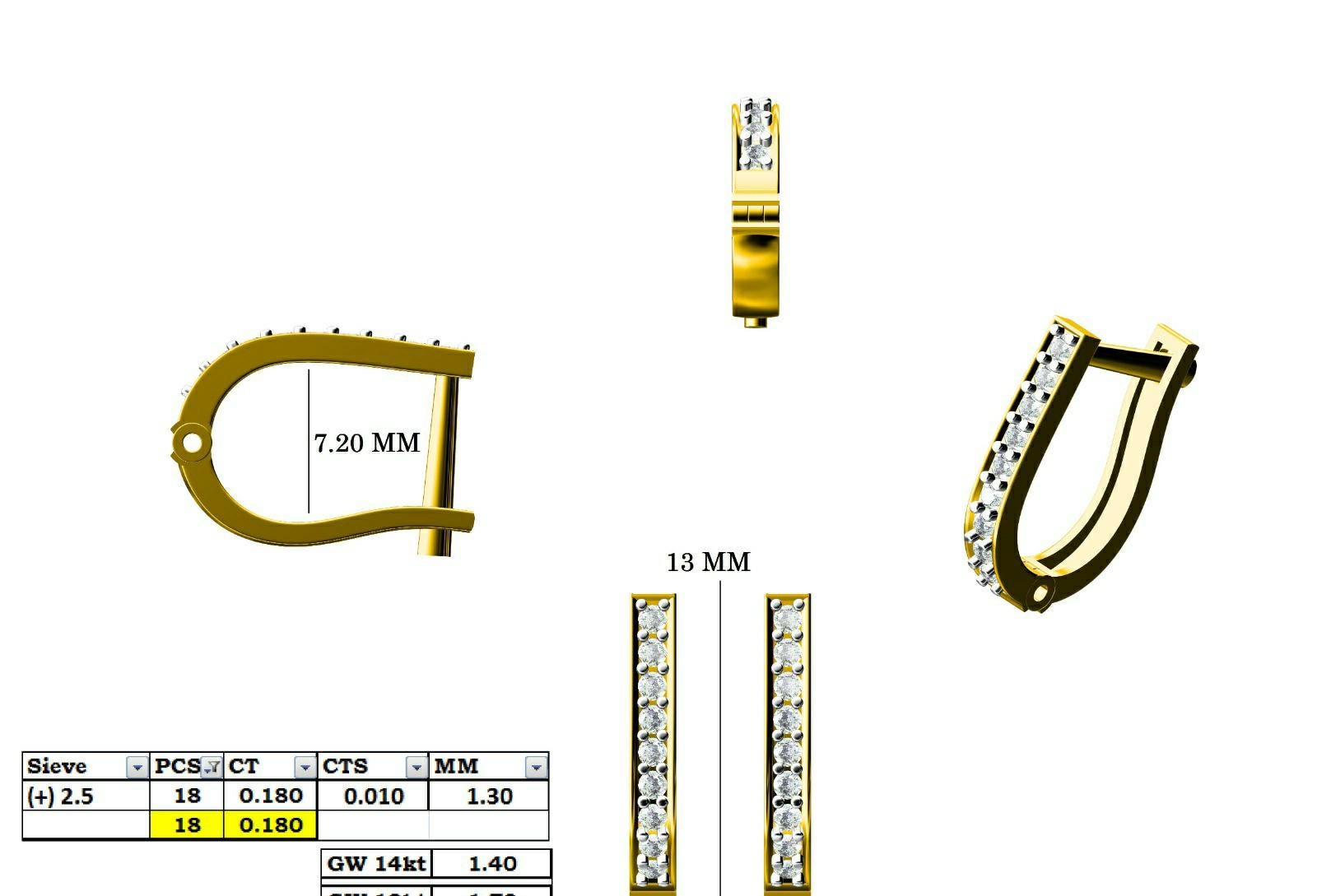 14K Gold Lab Grown Diamond Huggie Earrings | U-Shape Hoops
