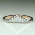 Lab Grown Diamond Pavé V Ring | 14K Gold Wedding Band