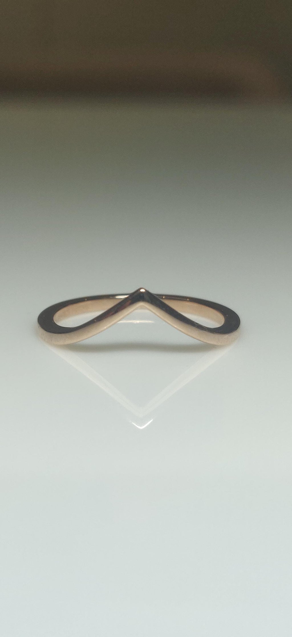 14K Solid Gold V-Shape Ring: Dainty Minimalist Wedding Band