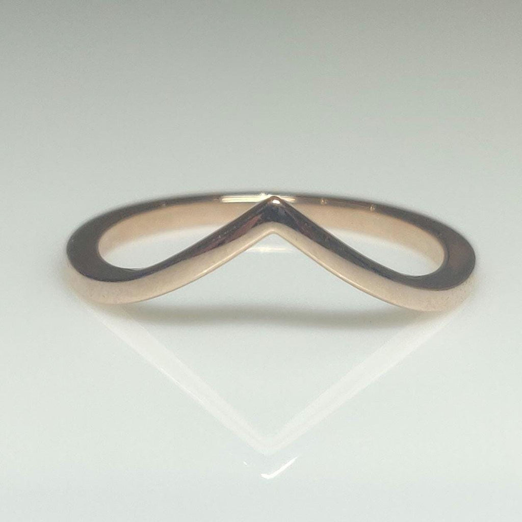 14K Solid Gold V-Shape Ring: Dainty Minimalist Wedding Band