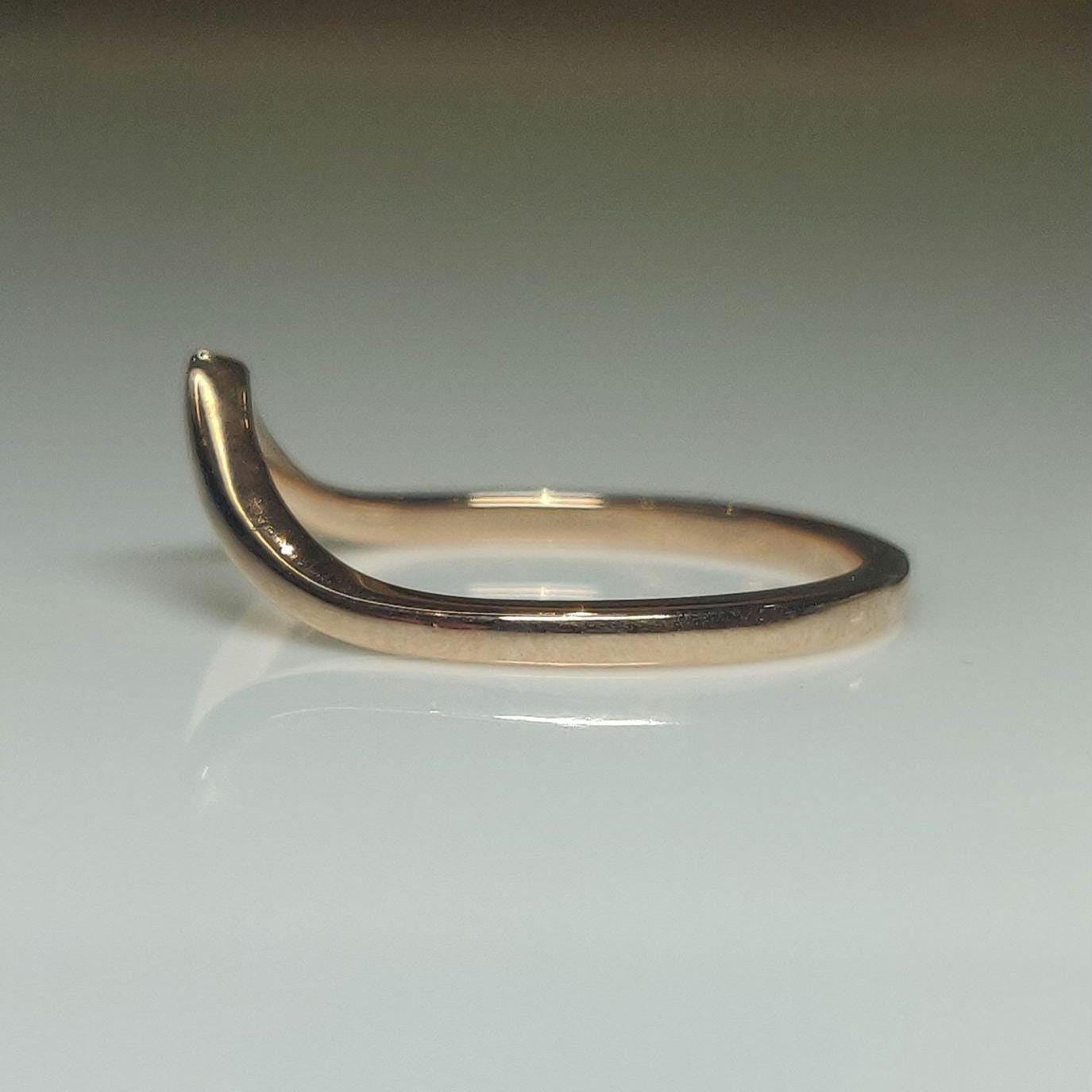 14K Solid Gold V-Shape Ring: Dainty Minimalist Wedding Band