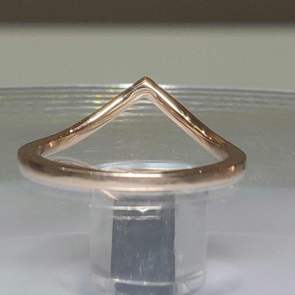 14K Solid Gold V-Shape Ring: Dainty Minimalist Wedding Band