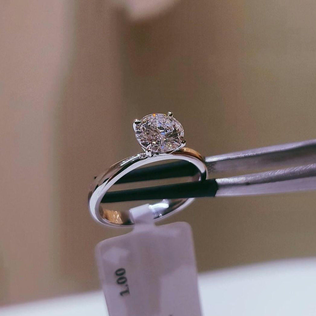 1.00 Carat Lab Grown Diamond Solitaire Ring | 14K Gold, D Color, VVS2