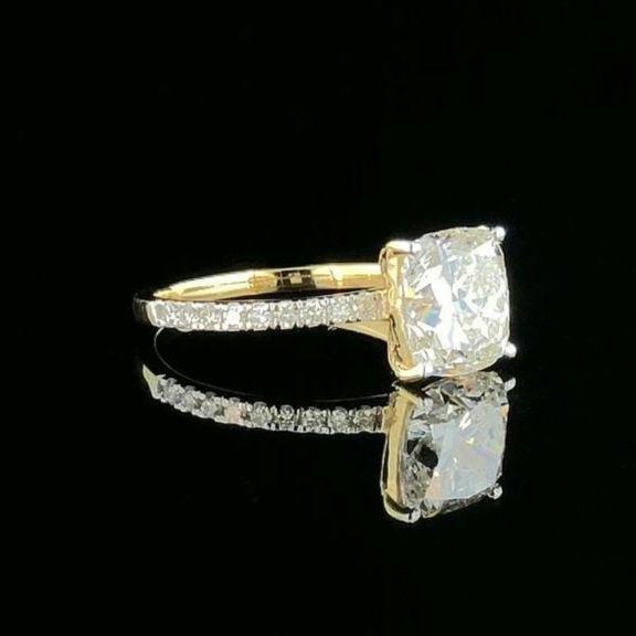 Cushion Cut 2.20 CTW Lab Grown Diamond Engagement Ring, 14K Gold, IGI Certified