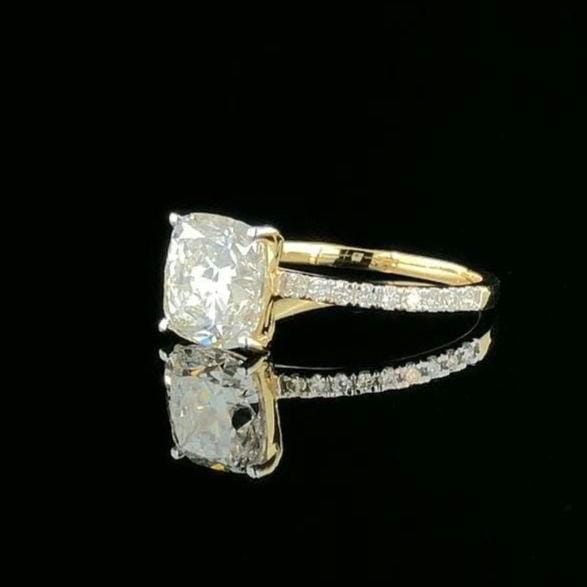 Cushion Cut 2.20 CTW Lab Grown Diamond Engagement Ring, 14K Gold, IGI Certified