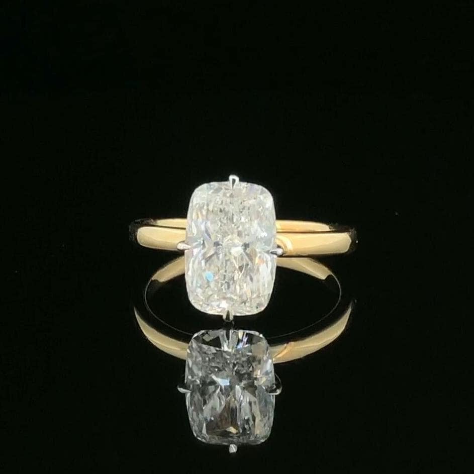 IGI Certified Elongated Cushion Lab Grown Diamond 14K Gold Engagement Ring