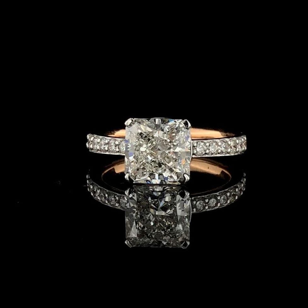 Princess Cut 2.30Ct Lab Grown Diamond Engagement Ring | 14K Gold, IGI Certified