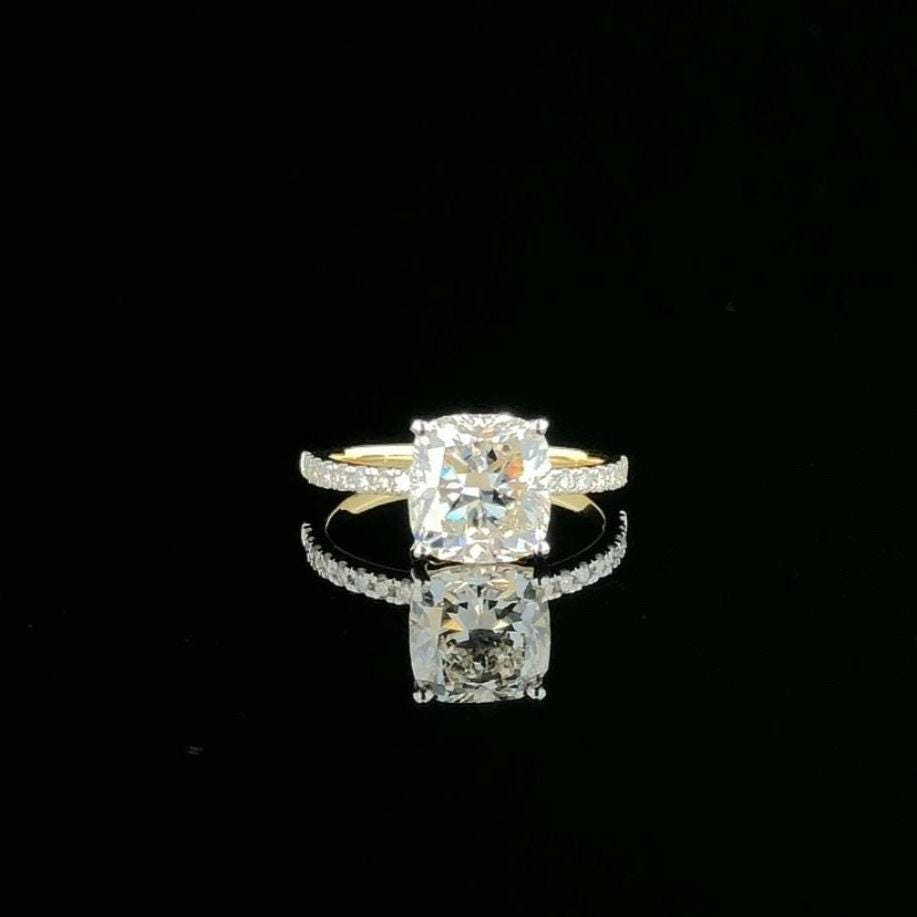 Cushion Cut 2.20 CTW Lab Grown Diamond Engagement Ring, 14K Gold, IGI Certified