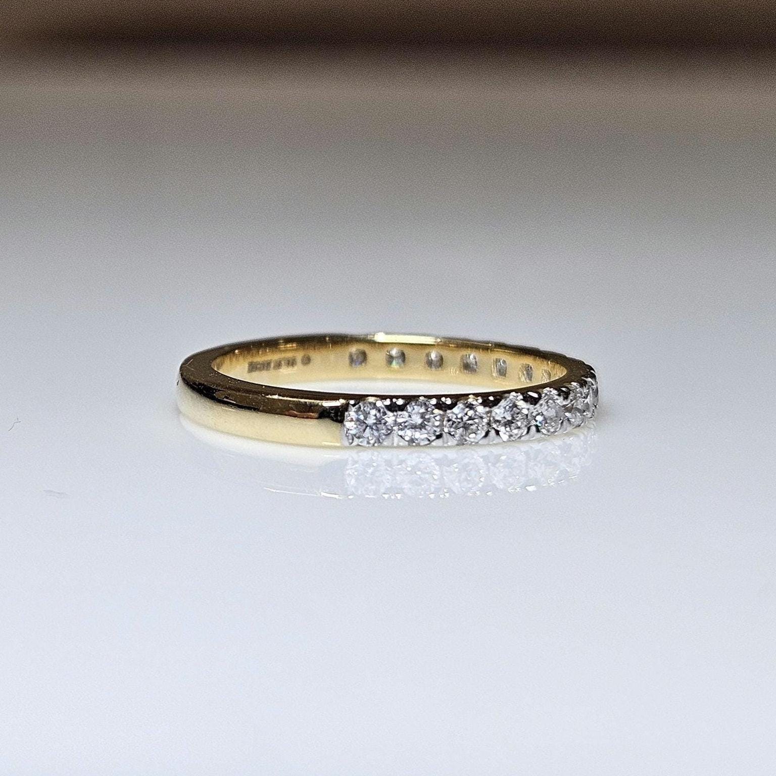 Lab Grown Diamond 14K Gold Wedding Band | Half Eternity Stacking Ring