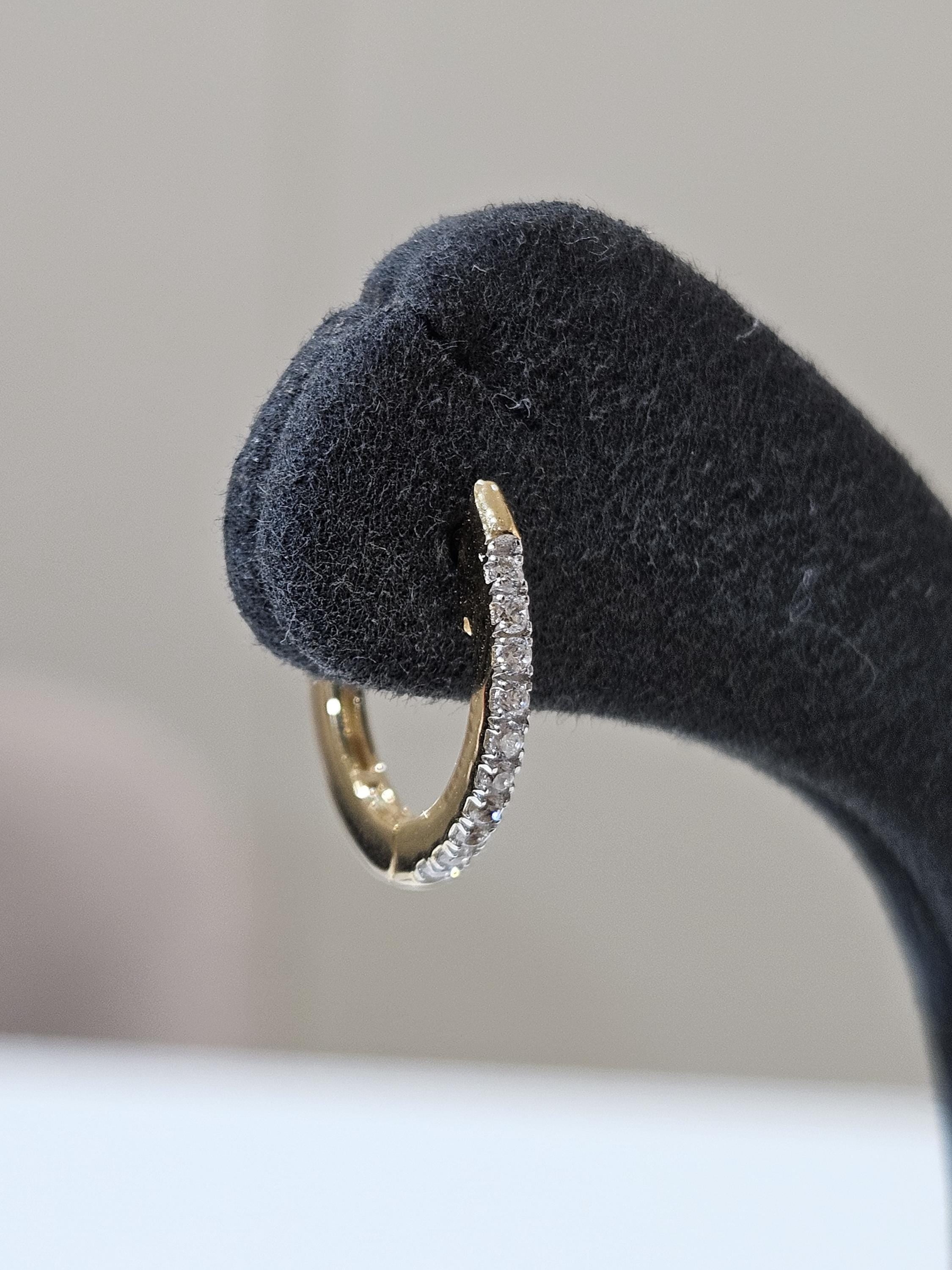 14K Gold Lab Grown Diamond Huggie Earrings: Sustainable Dangle Hoops