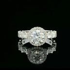 Lab Grown Diamond Halo Engagement Ring: 2.85Ct, 14K Solid Gold, SGL Certified