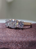 1.50Ct Three Stone Lab Grown Diamond Ring | 14K Gold Engagement Ring