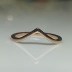 14K Solid Gold V-Shape Ring: Dainty Minimalist Wedding Band