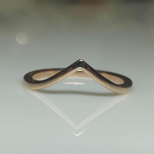 14K Solid Gold V-Shape Ring: Dainty Minimalist Wedding Band