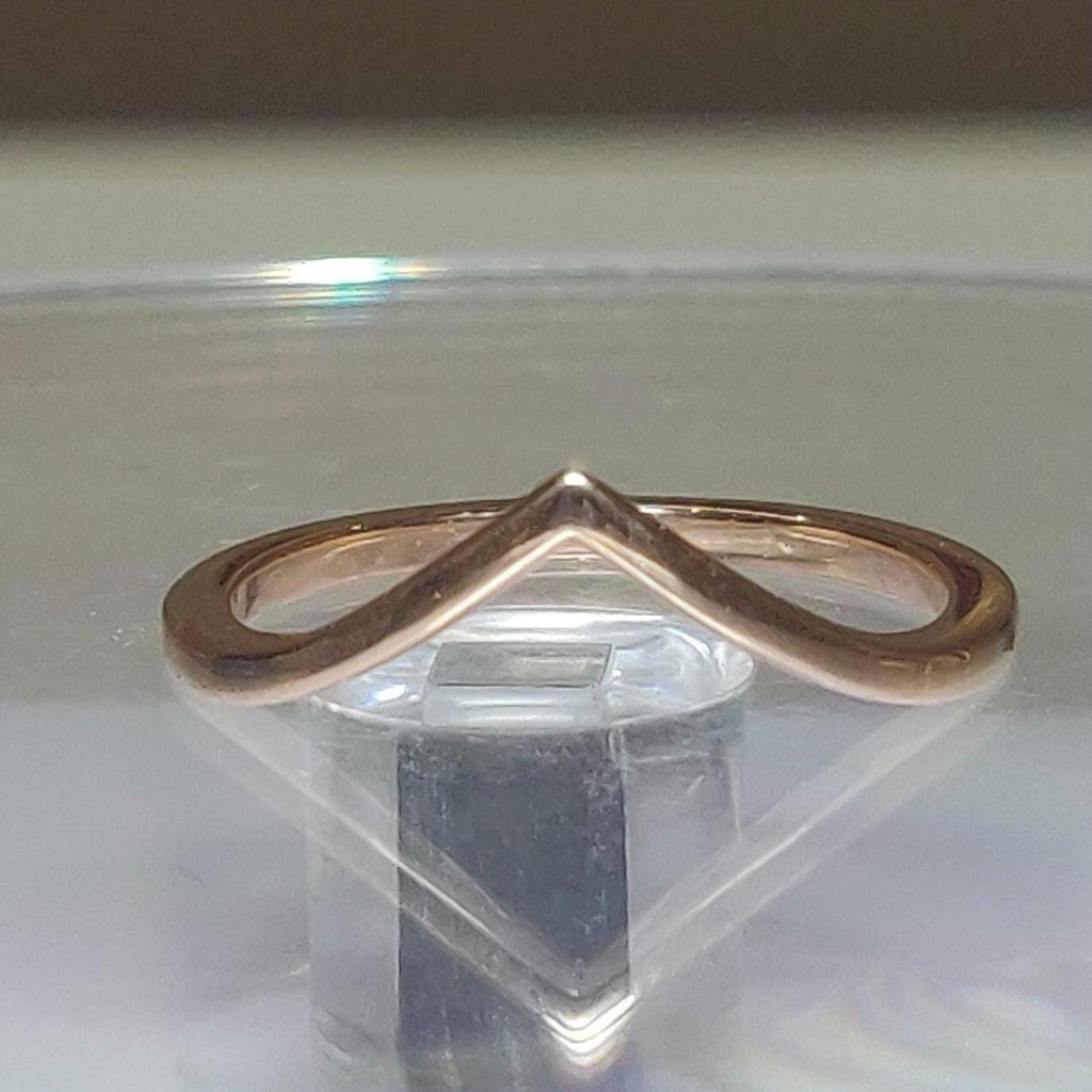 14K Solid Gold V-Shape Ring: Dainty Minimalist Wedding Band