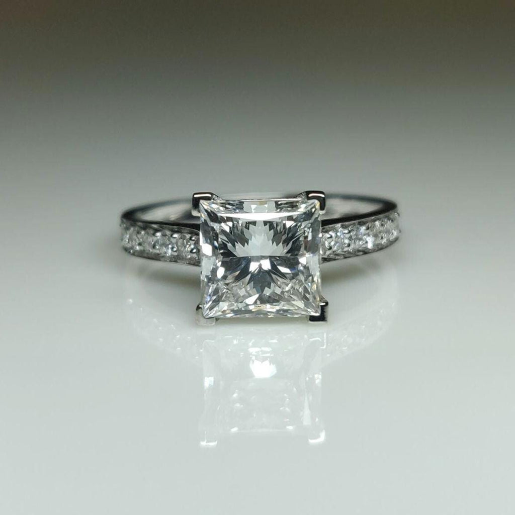 Princess Cut 2.20ct Lab Grown Diamond Ring | 14K Gold Engagement Ring