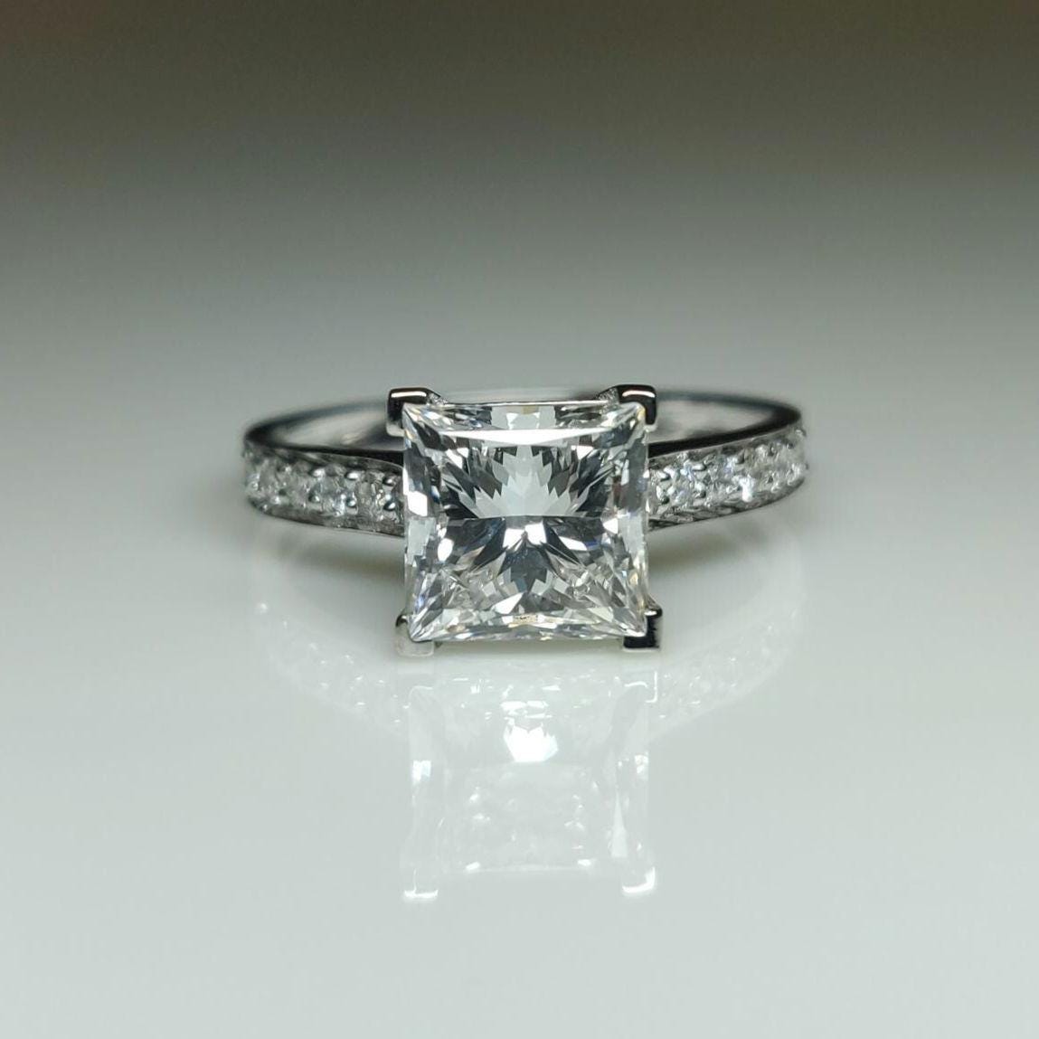 Princess Cut 2.20ct Lab Grown Diamond Ring | 14K Gold Engagement Ring