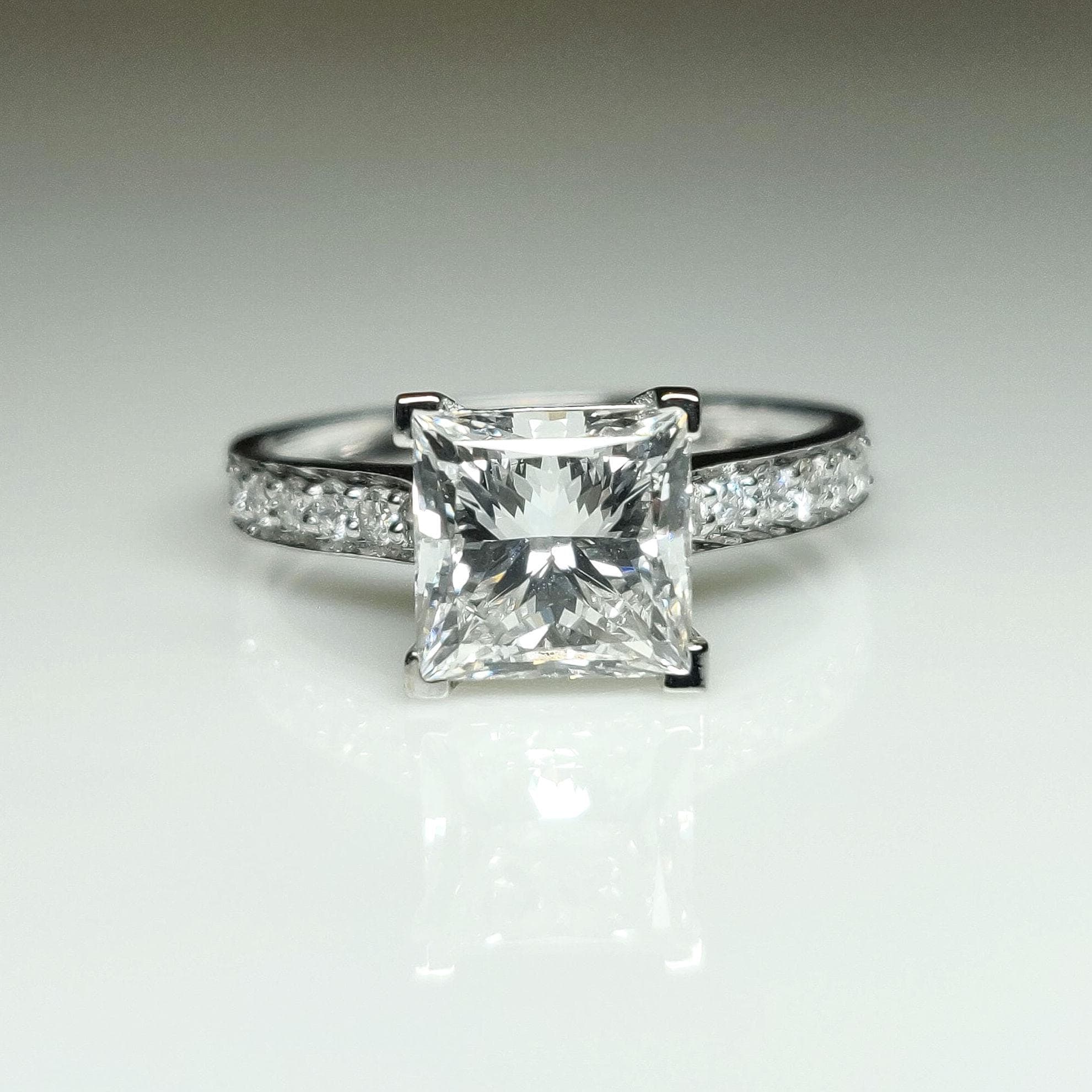 Princess Cut 2.20ct Lab Grown Diamond Ring | 14K Gold Engagement Ring