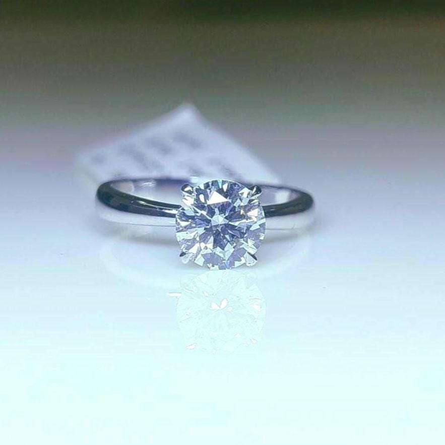 1.00 Carat Lab Grown Diamond Solitaire Ring | 14K Gold, D Color, VVS2