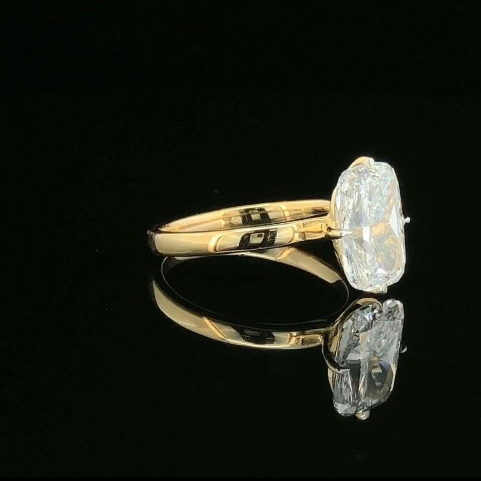 IGI Certified Elongated Cushion Lab Grown Diamond 14K Gold Engagement Ring