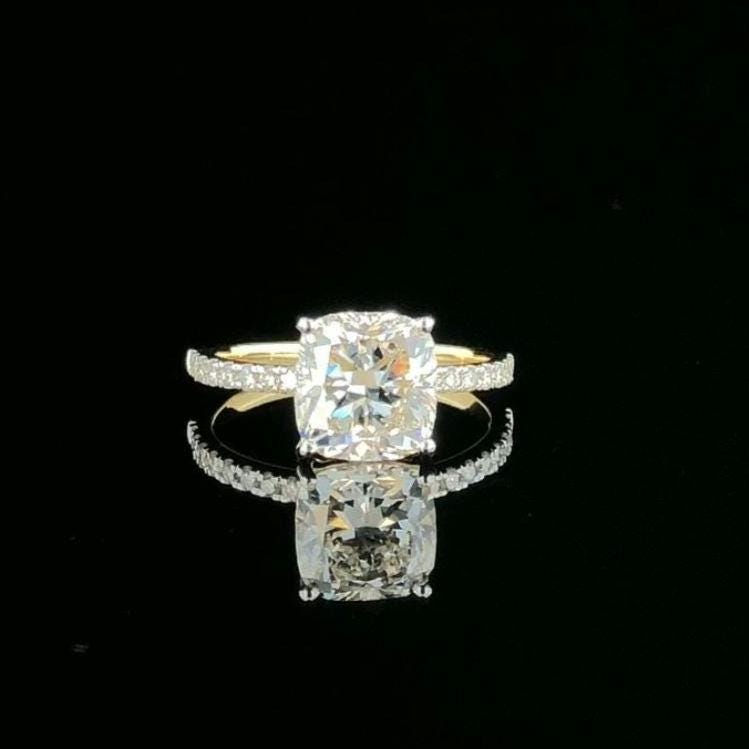 Cushion Cut 2.20 CTW Lab Grown Diamond Engagement Ring, 14K Gold, IGI Certified