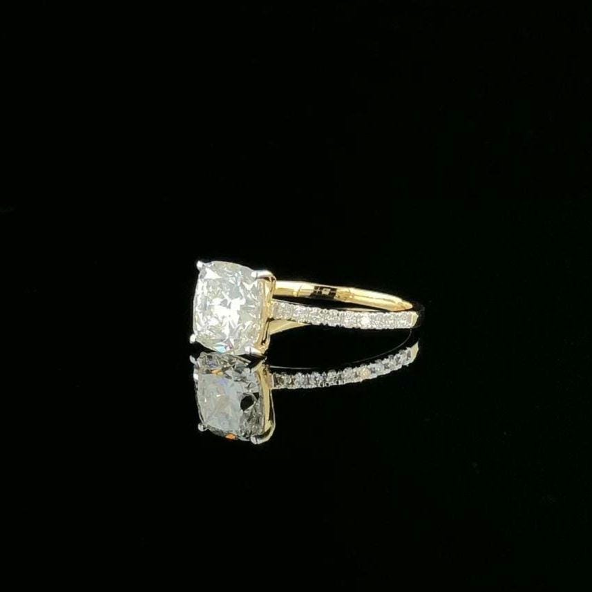 Cushion Cut 2.20 CTW Lab Grown Diamond Engagement Ring, 14K Gold, IGI Certified