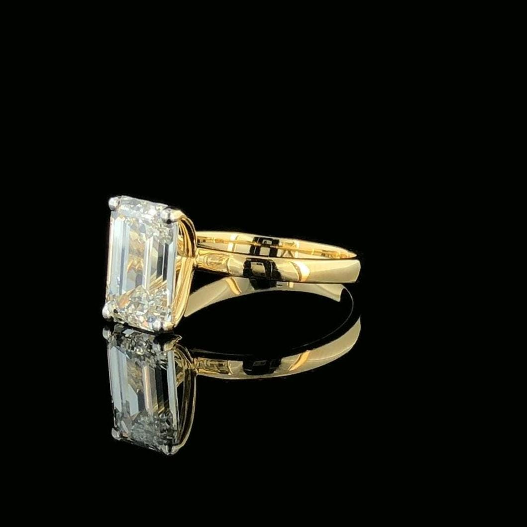 Emerald Cut Lab Grown Diamond Ring | 14K Gold IGI Engagement Ring