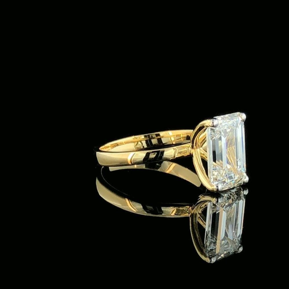 Emerald Cut Lab Grown Diamond Ring | 14K Gold IGI Engagement Ring