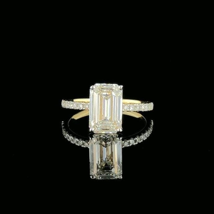 Emerald Cut 2.00 CT Lab Grown Diamond Ring: 14K Gold IGI Certified