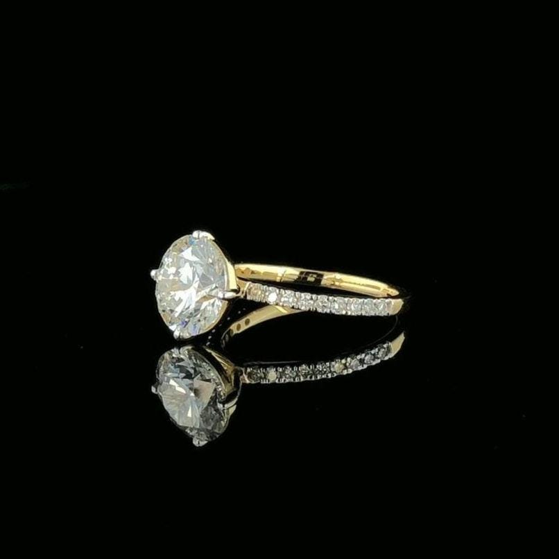 2.20ct Round Lab Grown Diamond Engagement Ring | 14K Gold, IGI Certified
