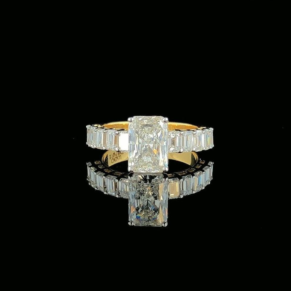 3.50Ct Radiant Lab Diamond Ring | Emerald Cut, 14K Gold, SGL Certified