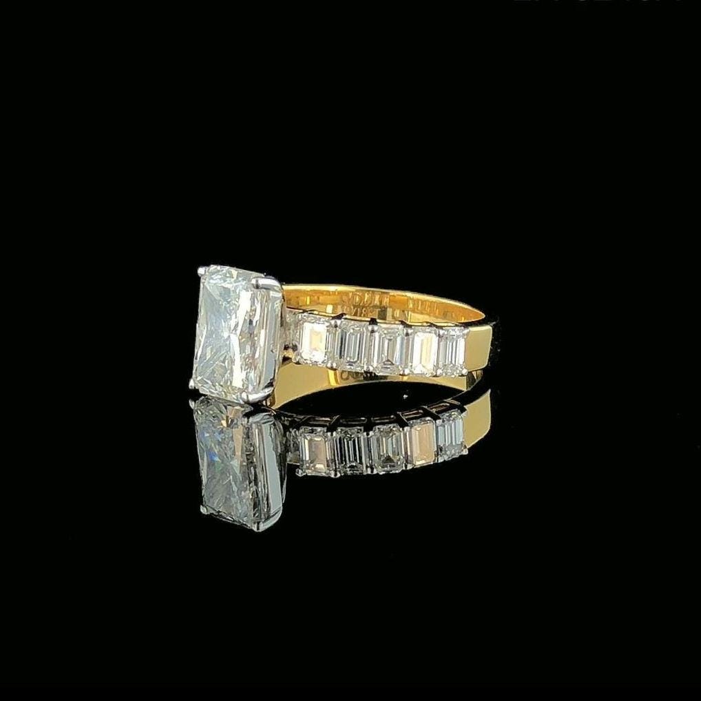 3.50Ct Radiant Lab Diamond Ring | Emerald Cut, 14K Gold, SGL Certified