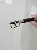 14K Gold Lab Grown Diamond Huggie Earrings: Sustainable Dangle Hoops