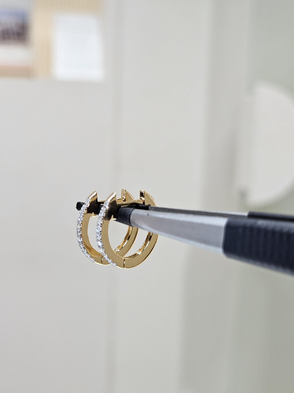 14K Gold Lab Grown Diamond Huggie Earrings: Sustainable Dangle Hoops