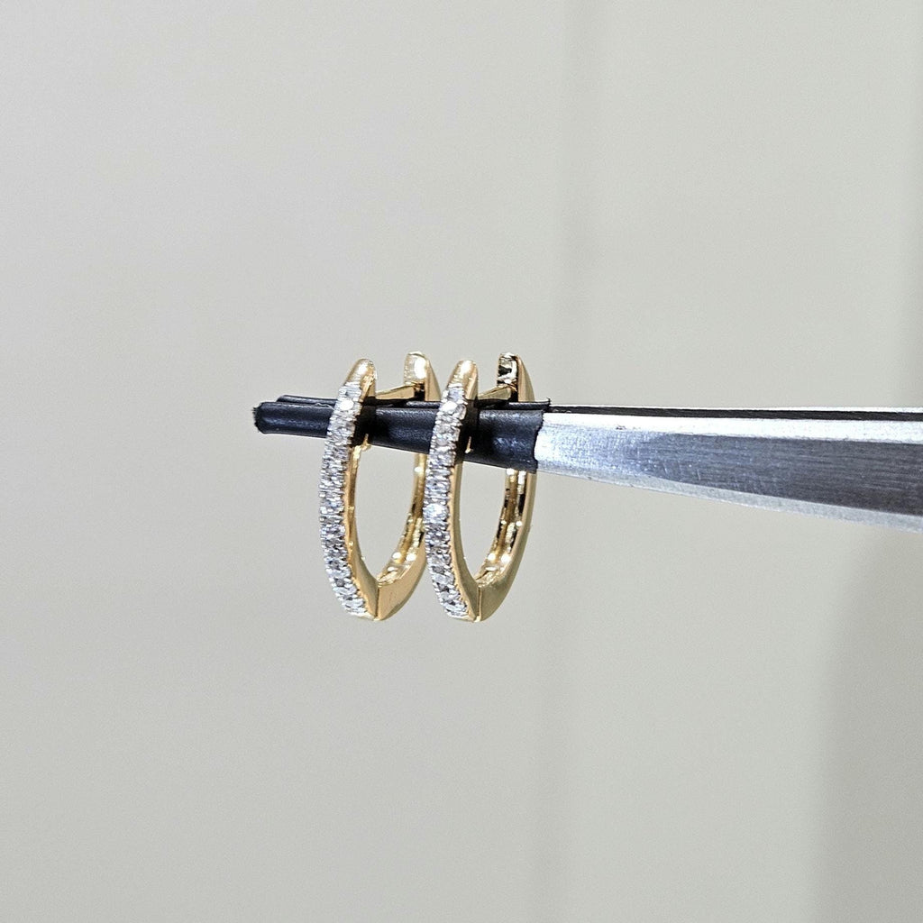 14K Gold Lab Grown Diamond Huggie Earrings: Sustainable Dangle Hoops