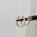 14K Gold Lab Grown Diamond Huggie Earrings: Sustainable Dangle Hoops