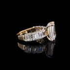 Emerald Cut Lab Grown Diamond Engagement Ring | 14K Gold Hidden Halo