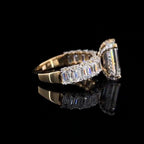 Emerald Cut Lab Grown Diamond Engagement Ring | 14K Gold Hidden Halo