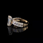 Emerald Cut Lab Grown Diamond Engagement Ring | 14K Gold Hidden Halo