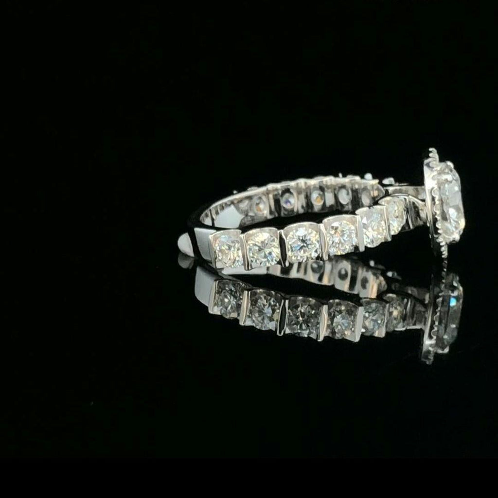Lab Grown Diamond Halo Engagement Ring: 2.85Ct, 14K Solid Gold, SGL Certified